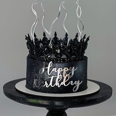 Декоративная корона на торт, черная (Черные камни)