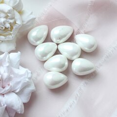 УЦЕНКА!!! Майорка Капля белая, 14*20 мм, полупросверленная, 1 бусина, У122