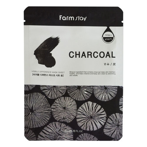 FarmStay Visible Difference Mask Sheet Charcoal - Тканевая маска для лица с углем