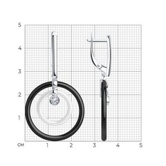 94-121-01275-1 - Серьги из серебра с круглыми керамическими вставками и фианитами