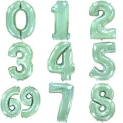 Фольгированные цифры 102 см с гелием (мятный - металлик)