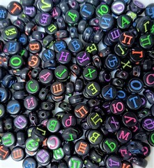 Бусины буквы, р. 6х3 мм, 50 гр