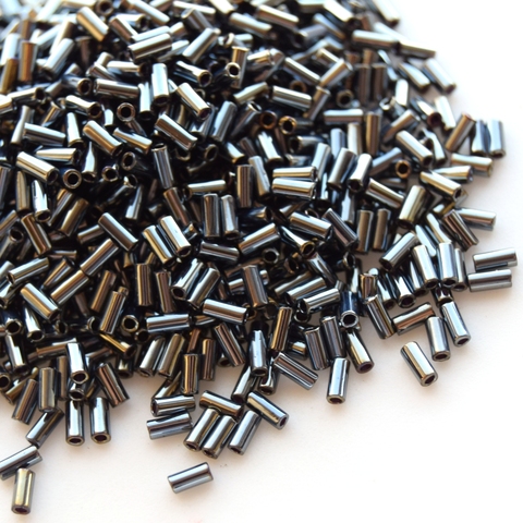 SLB3-0464 Стеклярус тонкий 3мм Миюки/Miyuki Slender bugles Metallic Light Gunmetal
