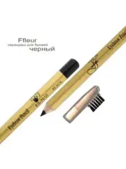 FFleur карандаш ES 7616 тон 100 ЧЁРНЫЙ для бровей с расчёской