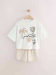 Футболка и шорты в комплекте для девочки Next AH6-446, Кремовый