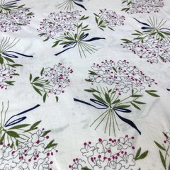 Ткань вискоза белая с цветами 3261