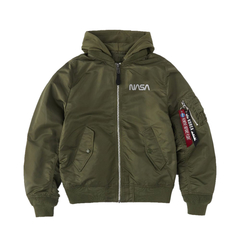 Бомбер Alpha Industries L-2B Hooded NASA II Sage Green (Зеленый)