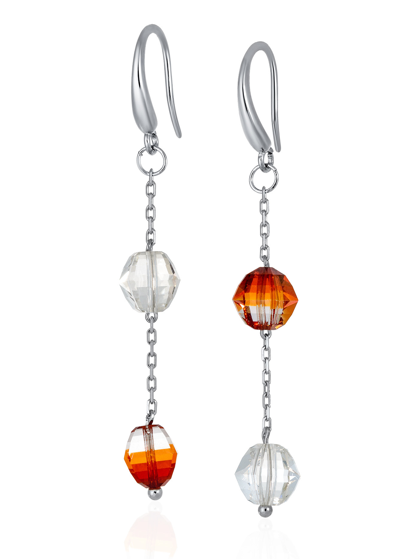 Серебряные серьги с кристаллами Swarovski Red Magma, Silver Shade