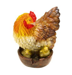 Фигурка Курочка с цыплятами в горшочке (полистоун)