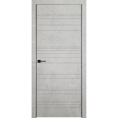 Купить Межкомнатная дверь экошпон Лайн 1 бетон светлый AL кромка с двух сторон