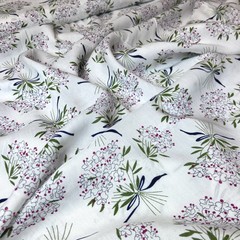 Ткань вискоза белая с цветами 3261
