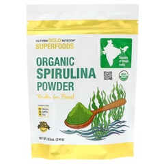 California Gold Nutrition, Superfoods, органический порошок спирулины, 240 г (8,5 унции)