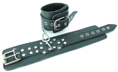 Чёрные наручники  из кожи с пряжкой - БДСМ Арсенал 51007