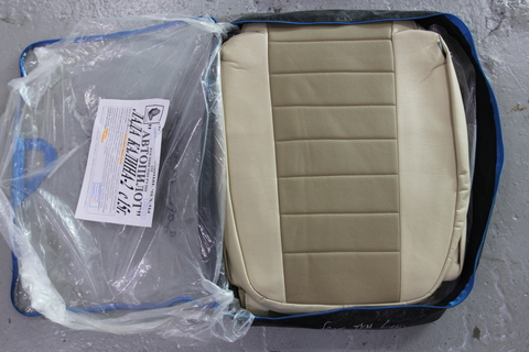 Авточехлы LADA Kalina II Hb/Wag с 15г. (бежевые бока и тыл, темно-бежевая середина (экокожа)) (Эксклюзивные комплекты)