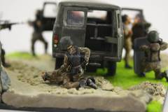 Diorama Anti-Terrorist Operation Chechnya UAZ-452 1:43 Handmade