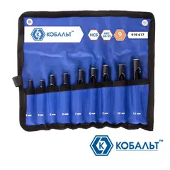 Набор просечек КОБАЛЬТ 3,4,5,6,7,8,9,10,12 мм (9 шт.) чехол (919-617)