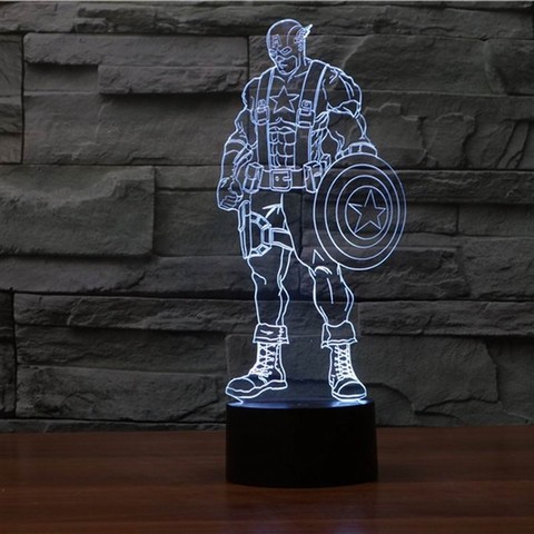 3D светильник Капитан Америка 2 — 3D light Captain America