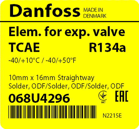 Корпус клапана Danfoss TCAE 068U4296 (R134a/R513A, без МОР) с термочувствительным элементом