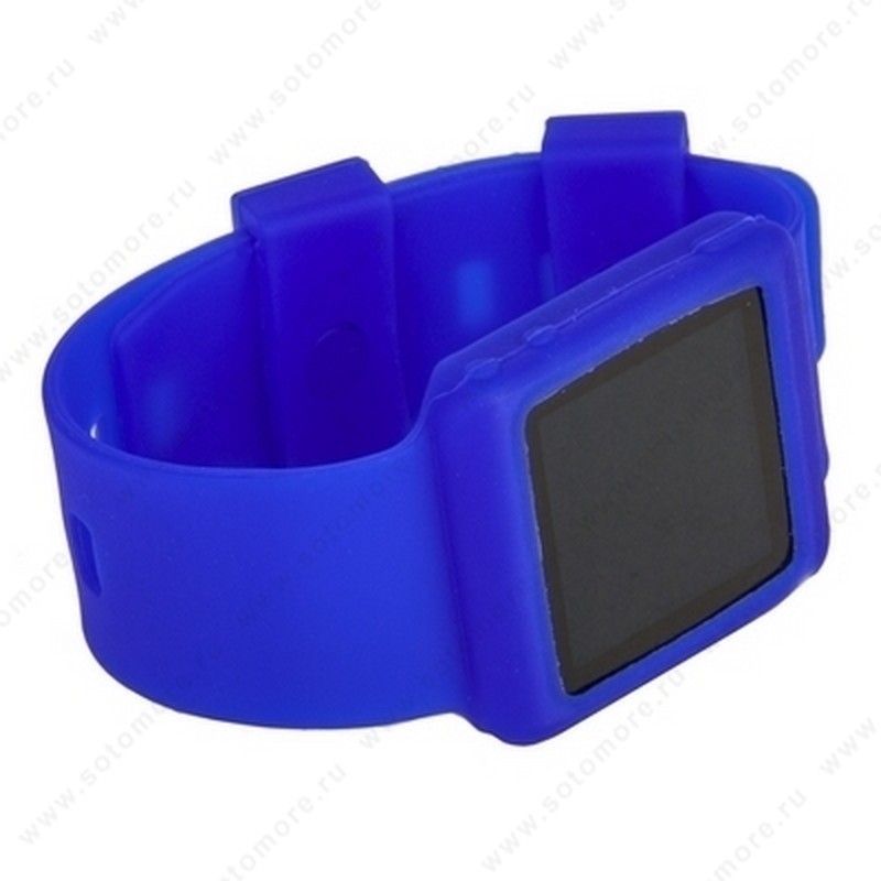 Сменный ремешок силиконовый для Apple iPod nano 6 в виде браслета синий