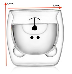 Прозрачный стакан с двойными стенками "Мишка",  250 мл