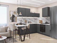Угловая модульная кухня Фрейм-03 Stormy Silk - Graphite 2140*2200/2000*600