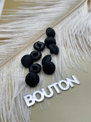 Пуговицы тканевые/атласные черные