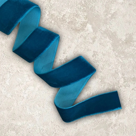 бархатная лента 2,5см цвет морской зеленый  (1метр)