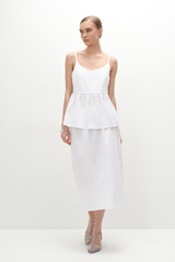 Топ с баской из фактурного хлопка