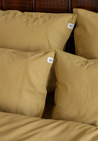 Постельное белье 2 спальное евро Luxberry коллекция Лен и Хлопок горчичное