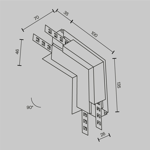 Коннектор угловой внутренний встраиваемый под ГКЛ 12,5мм Maytoni Exility TRA034ICL-42.12B