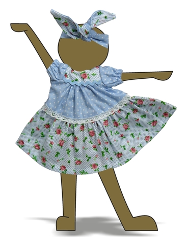 Платье горох и цветы - Демонстрационный образец. Одежда для кукол, пупсов и мягких игрушек.