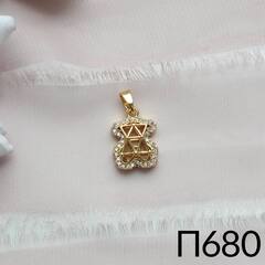 Подвеска Мишка с фианитами 15*11 мм, позолота, П357