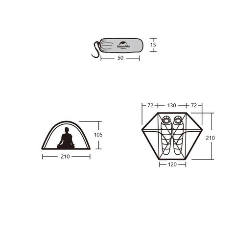 Палатка Naturehike Cloud Peak 2 20D с Т-входом
