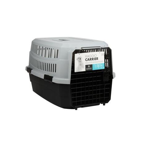 Контейнер-переноска M-PETS для животных до 16 кг, цвет черный с серым, 68,4x47,6x42 см.