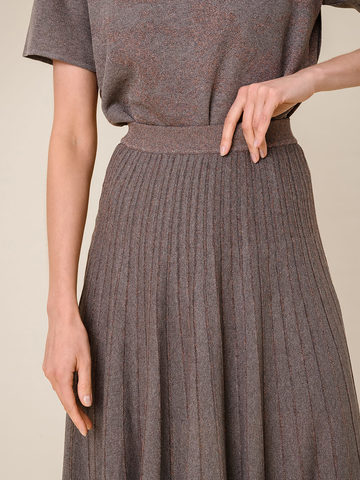 Женская юбка-плиссе коричневого цвета из вискозы - фото 5
