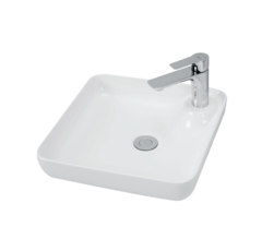 PU3700 Накладная раковина-чаша квадратная 400x400x120 с отв. под смеситель белая HDA057
