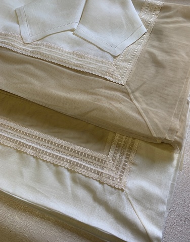 Набор скатертей 2шт 170х280 и 120х220 и 12 салфеток Gamba 1022 Bordina Panna шампань