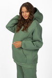 Утепленный спортивный костюм для беременных и кормящих 15154 зеленый камень