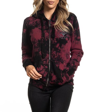 Affliction | Худи женское Divio Burgundy AW22046 перед