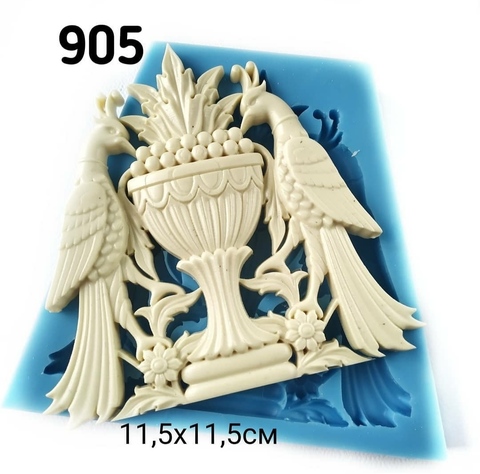 Молд птицы с вазоном 11,5х11,5, Арт.PO-0905, силикон