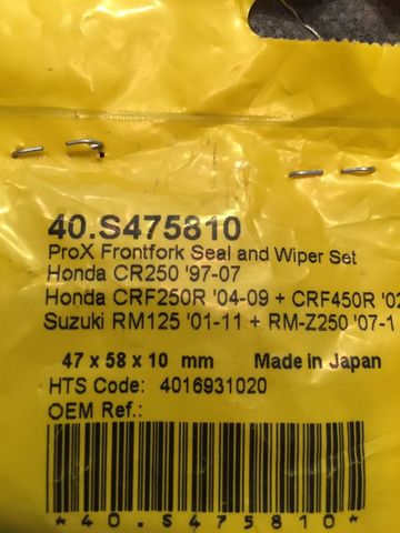 Сальники пыльники вилки ProX 47x58x10 CRF250 CRF450 KX250 RM RMX RMZ