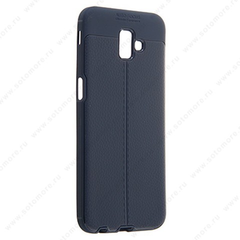 Накладка Carbon 360 силиконовая с кожаными вставками для Samsung Galaxy J6 Plus J610 2018 синий