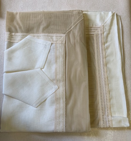 Набор скатертей 2шт 170х280 и 120х220 и 12 салфеток Gamba 1022 Bordina Panna шампань