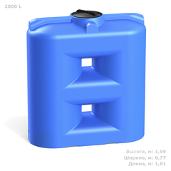 Ёмкость пластиковая пищевая Полимер-Групп SL 2000 л. прямоугольные (1810x770x1990см;81,7кг;синий) - арт.559041