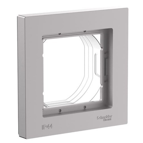 Рамка на 1 пост. Цвет Алюминий. Schneider Electric(Шнайдер электрик). AtlasDesign Aqua. ATN440301