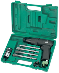 Jonnesway JAH-303HK Набор молоток пневматический с низкой вибрацией 2100 уд/мин., патрон H10, c насадками, 8 предметов 48392