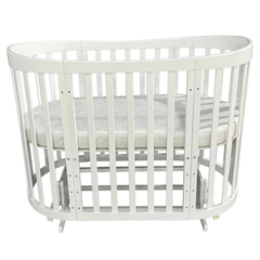 Детская кроватка Severyanka NEW белый (6в1, овальная, круглая, поперечный маятник, колесо)