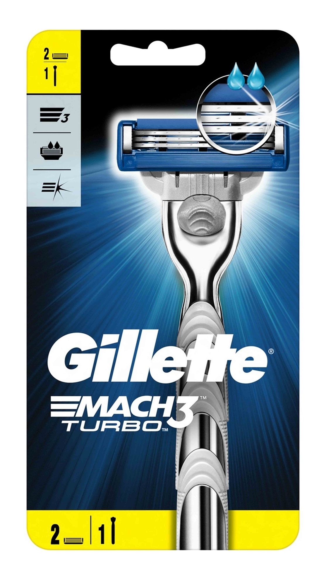 Бритвенный станок Gillette Mach3 Turbo с 2 кассетами