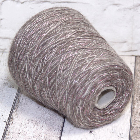 Смотка полушерсть/люрекс/кидмохер 600 тауп с розовым