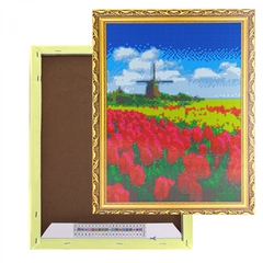 
          Алмазная мозаика Alingar, на подрамнике, с полным заполнением, (глянц) дизайн рамка, 30х40 см, 20 цветов, "Поля тюльпанов"